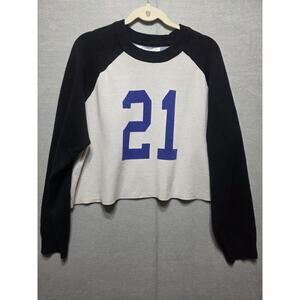 Generation K Cropped Sweatshirt Women’s 1X White Black Raglan 21 Graphic NWT
